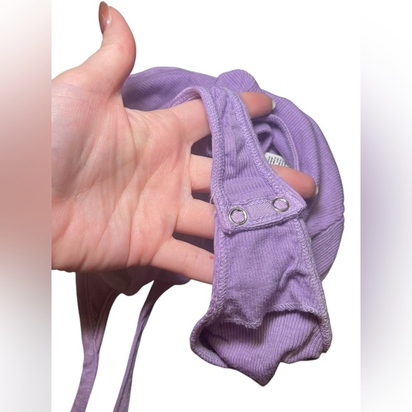 Enza Costa NWOT Ribbed Purple Silk Blend Halter Body Suit Size XS - Picture 7 of 7